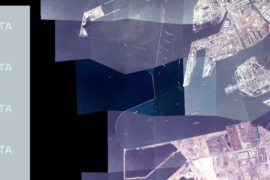 1975年頃の「夢洲」周辺の航空写真（画像：国土地理院）