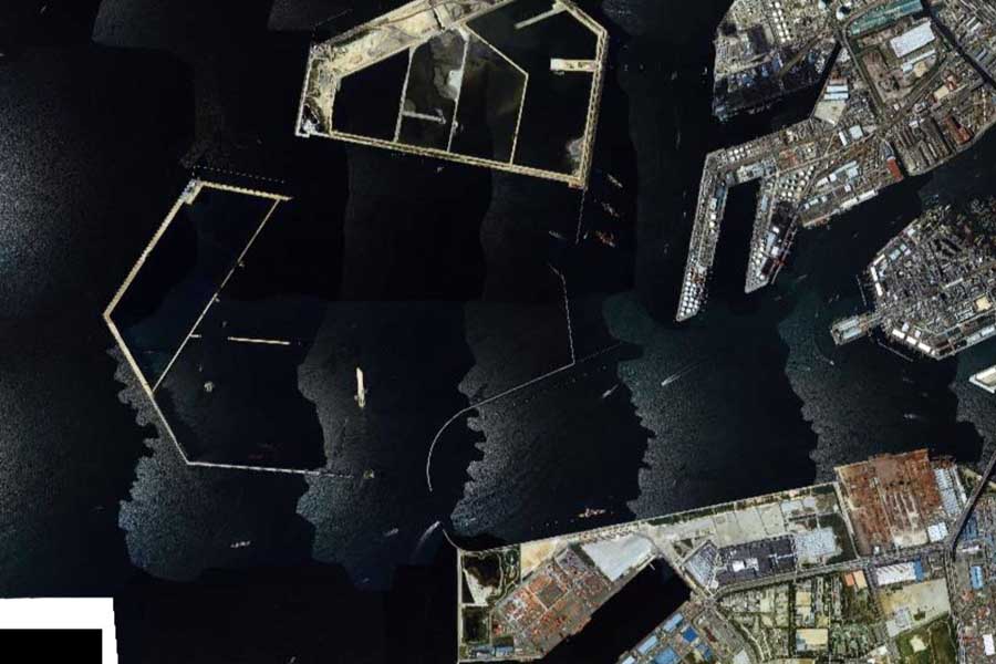 1985年頃の「夢洲」周辺の航空写真（画像：国土地理院）