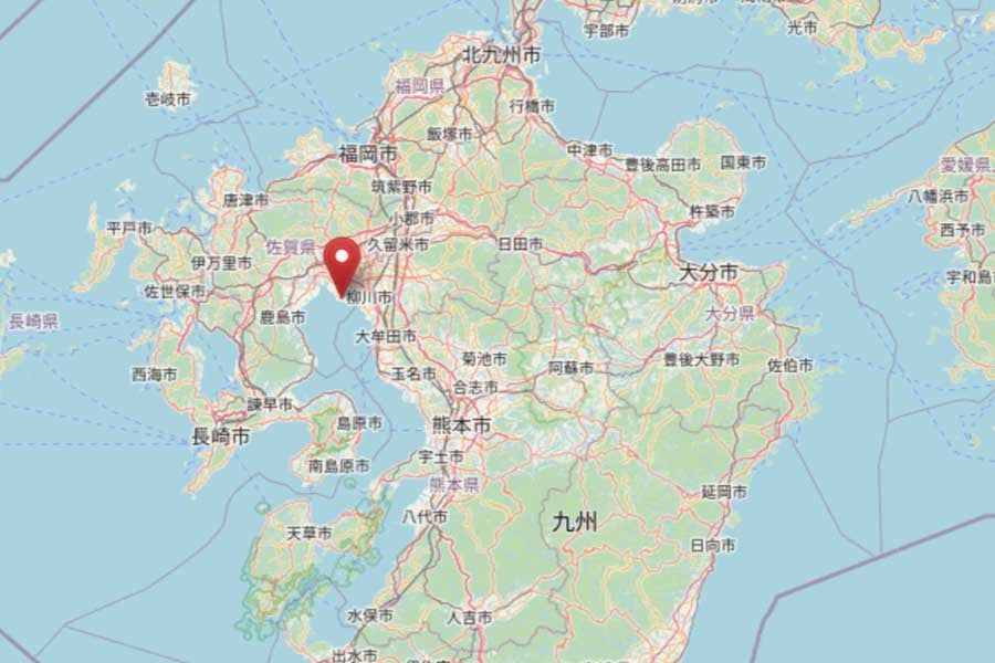 佐賀空港の位置（画像：OpenStreetMap）