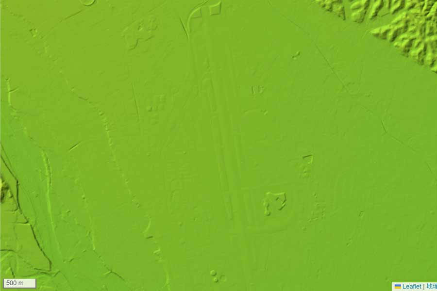 「横田基地」周辺の地形（画像：国土地理院）