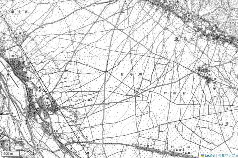1920年頃の「横田基地」周辺の地図（画像：国土地理院）