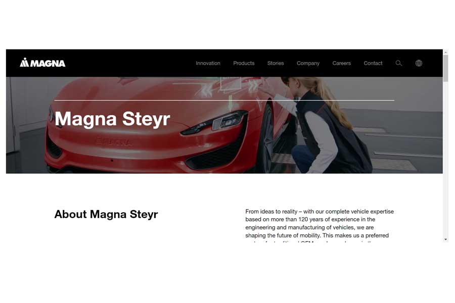 マグナシュタイヤーのウェブサイト（画像：マグナシュタイヤー）