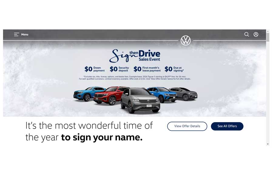 フォルクスワーゲンのウェブサイト（画像：フォルクスワーゲン）