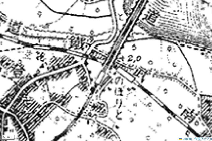 1930年頃の「登戸駅」周辺の地図（画像：国土地理院）