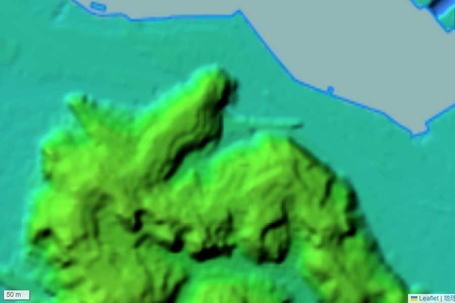 「横須賀駅」周辺の地形（画像：国土地理院）