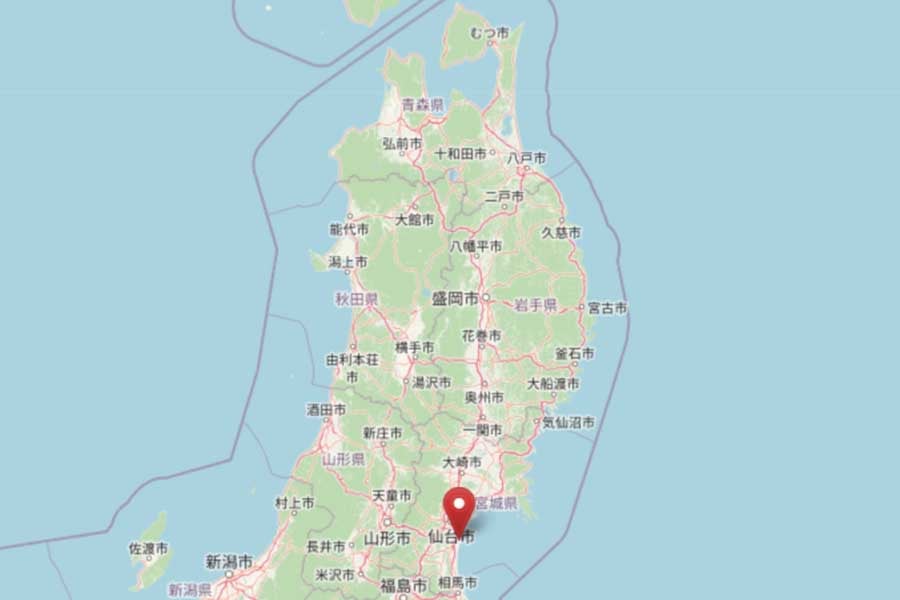 仙台空港と青森県の位置関係（画像：OpenStreetMap）