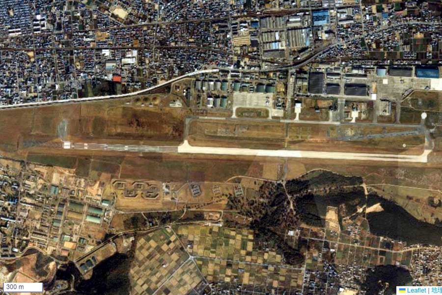 1980年頃の「岐阜基地」周辺の航空写真（画像：国土地理院）