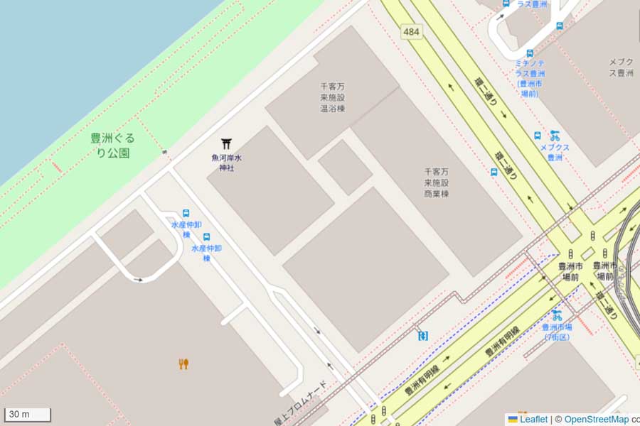 現在の「三原橋地下街」周辺の地図（画像：国土地理院）