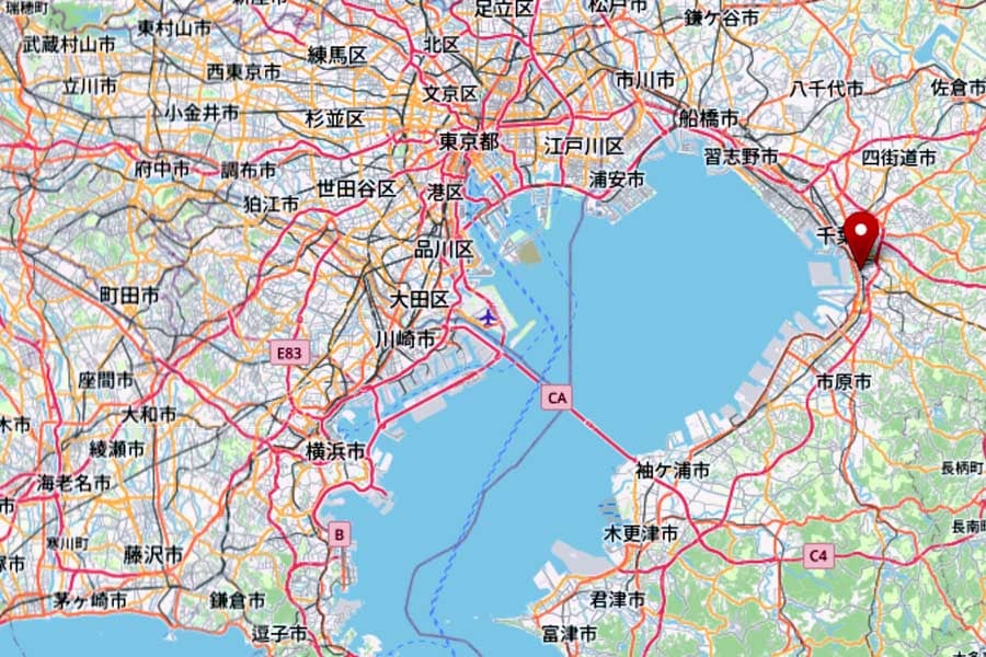 蘇我駅の位置(画像:OpenStreetMap)
