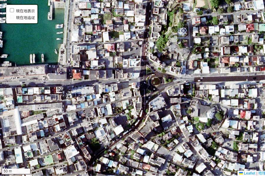 現在の糸満市のラウンドアバウト周辺の航空写真（画像：国土地理院）