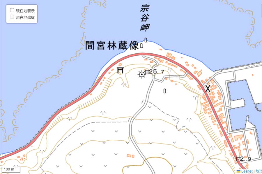 現在の「宗谷岬」周辺の地図（画像：国土地理院）