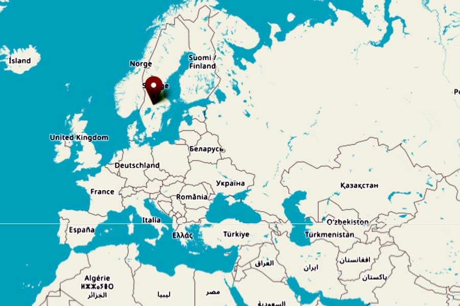 スウェーデンとロシア、ウクライナの位置関係（画像：OpenStreetMap）
