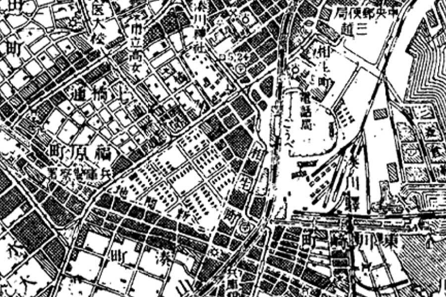 1950年頃の「神戸駅」周辺の地図（画像：国土地理院）