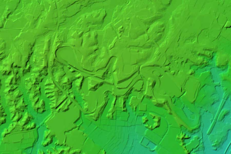 現在の「鈴鹿サーキット」周辺の地形（画像：国土地理院）