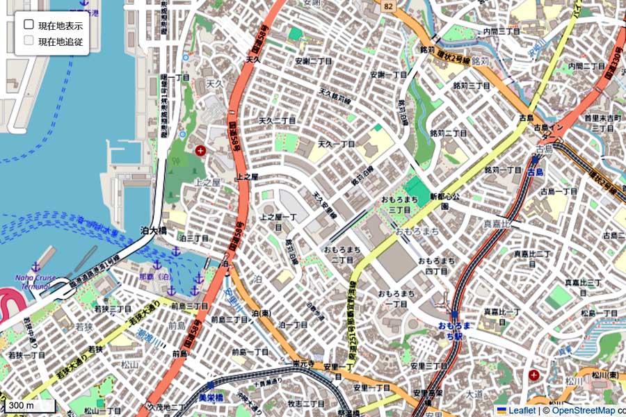 現在の「那覇新都心」周辺の地図（画像：国土地理院）