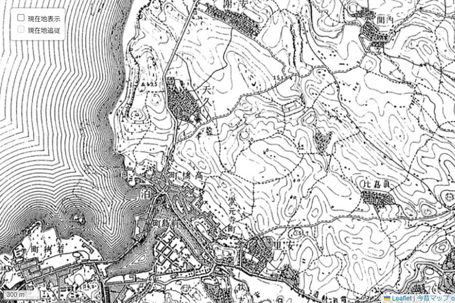 1920年頃の現在の「那覇新都心」周辺の地図（画像：国土地理院）