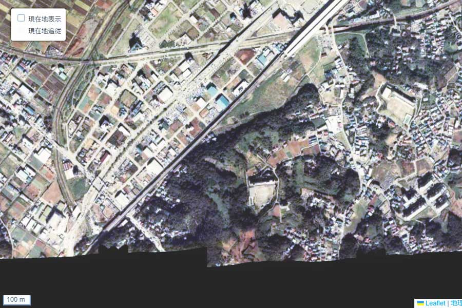 1980年頃に撮影された「新横浜駅」周辺の航空写真（画像：国土地理院）