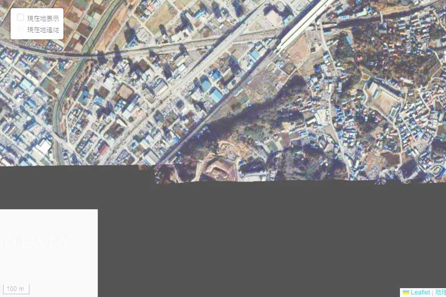 1985年頃に撮影された「新横浜駅」周辺の航空写真（画像：国土地理院）