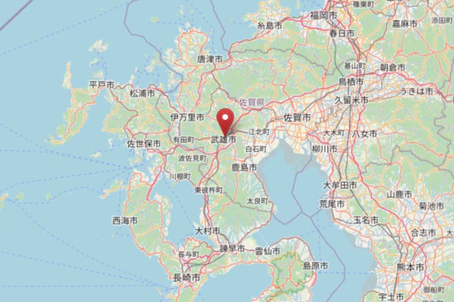 武雄温泉駅の位置(画像:OpenStreetMap)