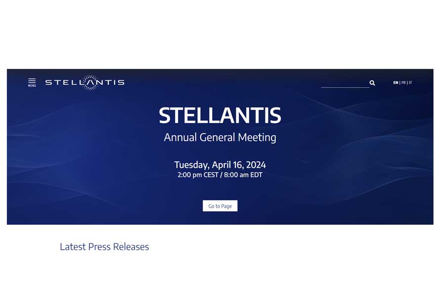 ステランティスのウェブサイト（画像：ステランティス）