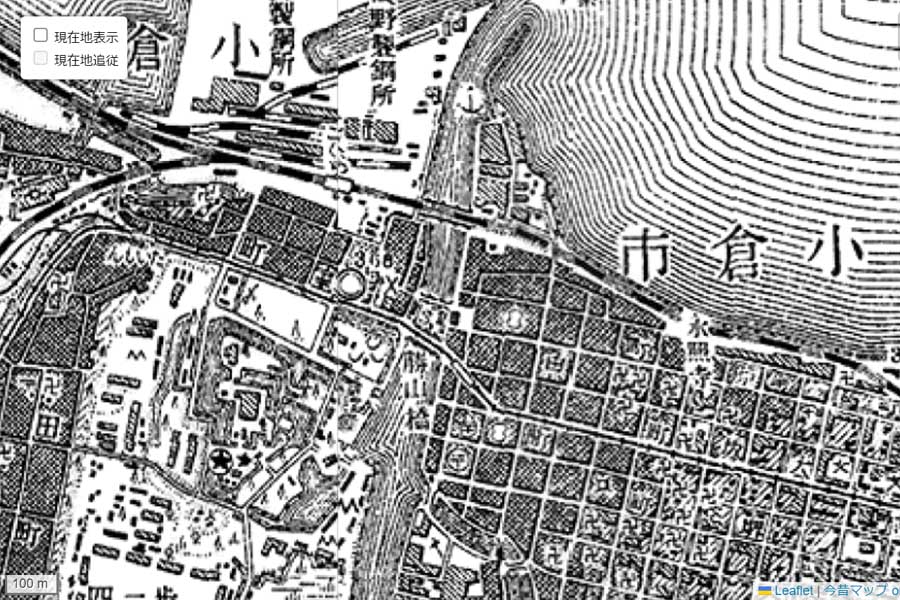 1920年頃に撮影された「小倉駅」周辺の地図（画像：国土地理院）