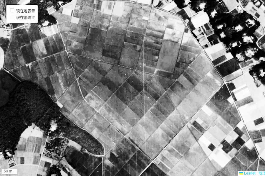 1963年頃に撮影された「蓮田SA」周辺の航空写真（画像：国土地理院）