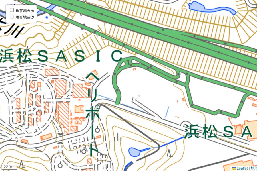 現在の「コネクトエリア浜松」周辺の地図（画像：国土地理院）