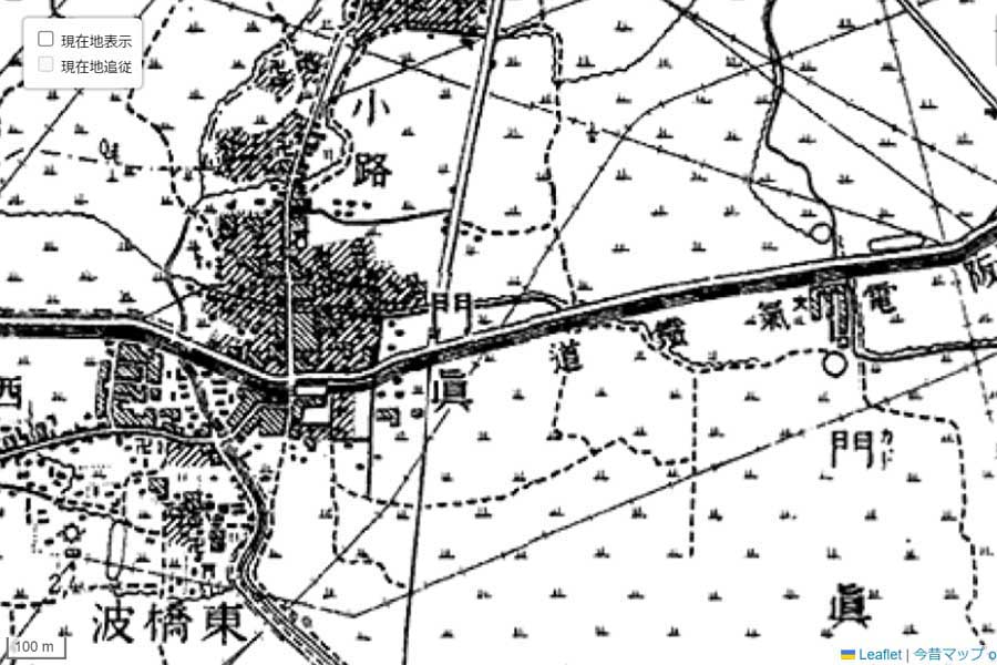 1930年頃の「門真市駅」周辺の地図（画像：国土地理院）