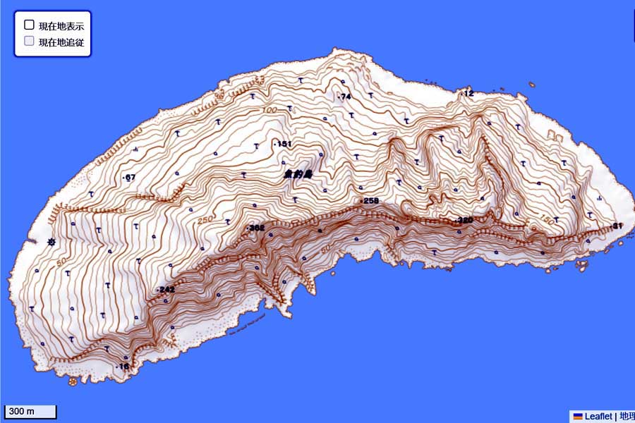 現在の「魚釣島」周辺の地図（画像：国土地理院）