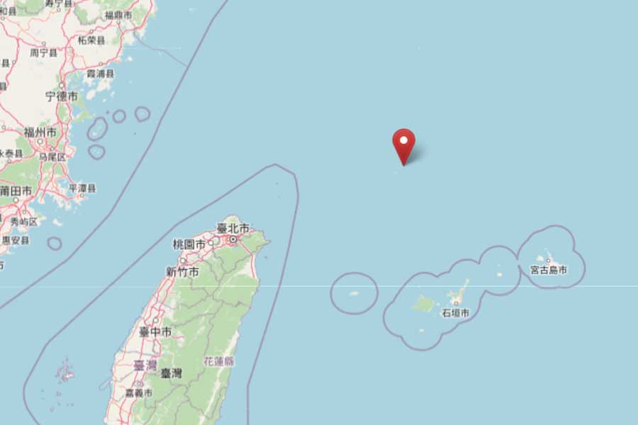 尖閣諸島の位置（画像：OpenStreetMap）