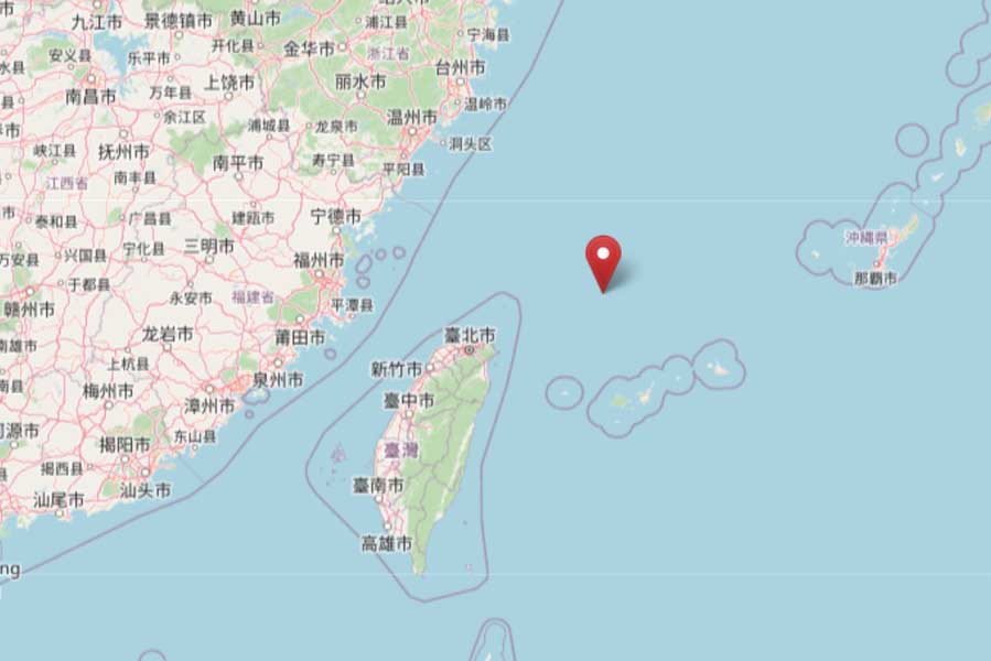 尖閣諸島の位置（画像：OpenStreetMap）