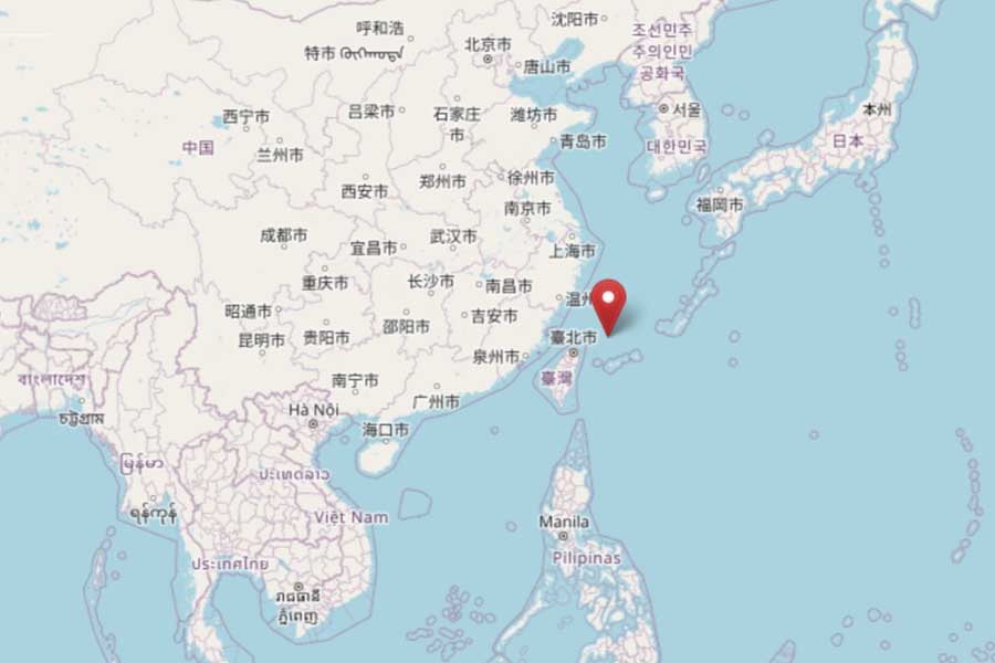 尖閣諸島の位置（画像：OpenStreetMap）