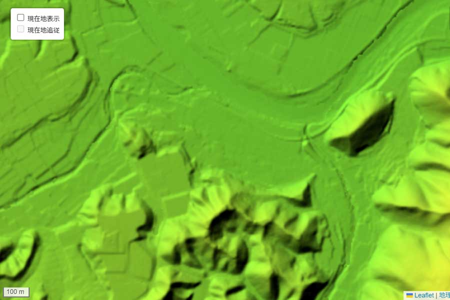 現在の「松丸駅」周辺の地形（画像：国土地理院）