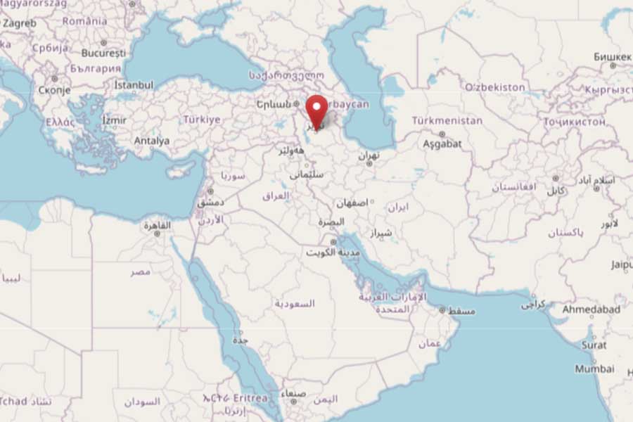 ライシ大統領の葬儀が行われた墜落現場近くのイラン北西部タブリーズ（画像：OpenStreetMap）