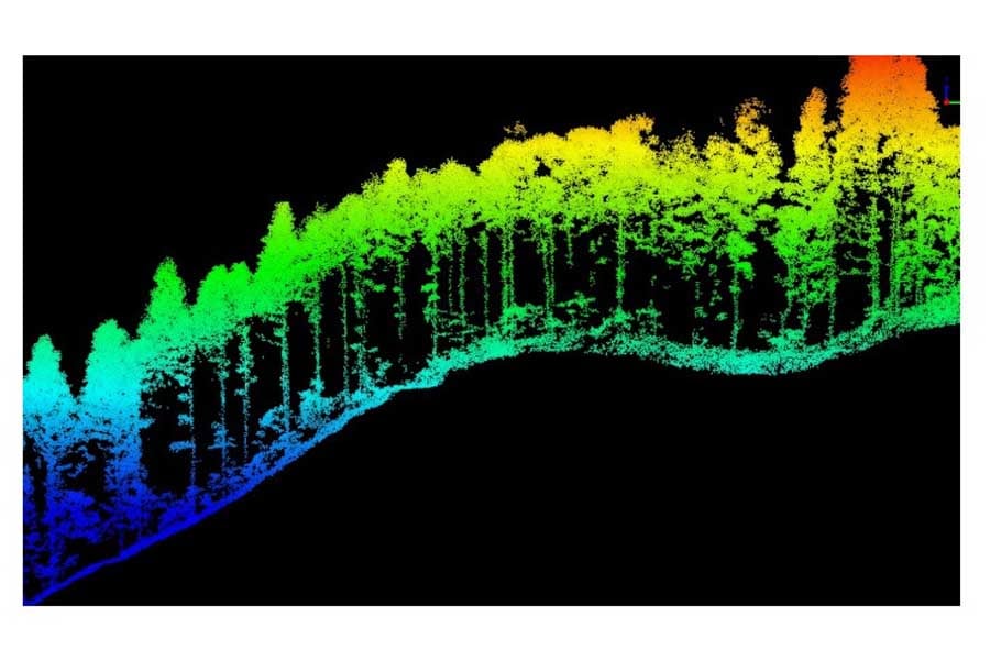 航空レーザー測量の計測イメージ（画像：ヤマハ発動機）