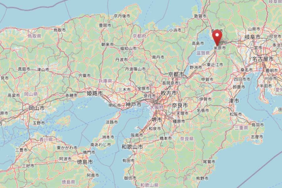 「米原駅」位置（画像：OpenStreetMap）