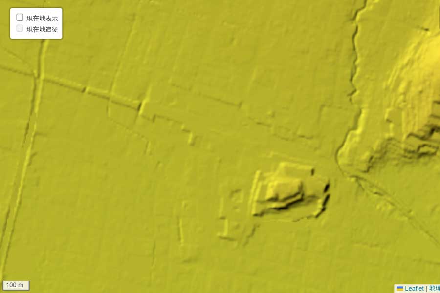 現在の「甲府駅」周辺の地形（画像：国土地理院）