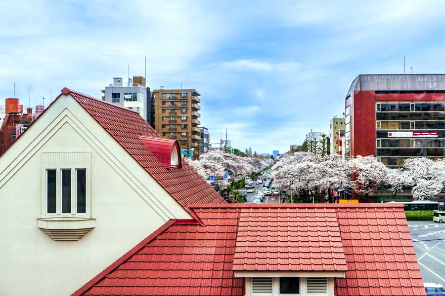 旧国立駅舎と大学通り（画像：写真AC）