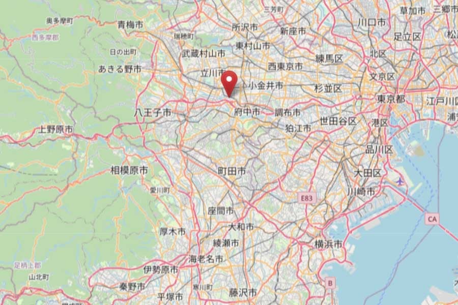 東京都国立市の位置(画像:OpenStreetMap)