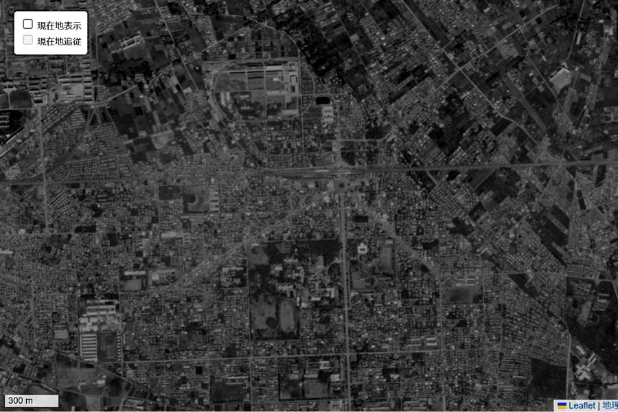 1963年頃に撮影された「国立駅」周辺の航空写真（画像：国土地理院）