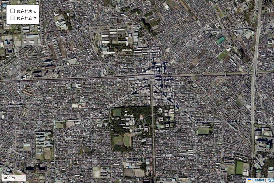 現在の「国立駅」周辺の航空写真（画像：国土地理院）