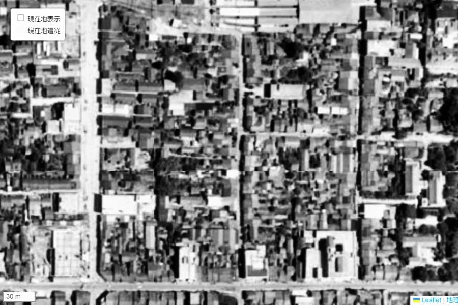 1963年頃に撮影された「近鉄奈良駅」周辺の航空写真（画像：国土地理院）