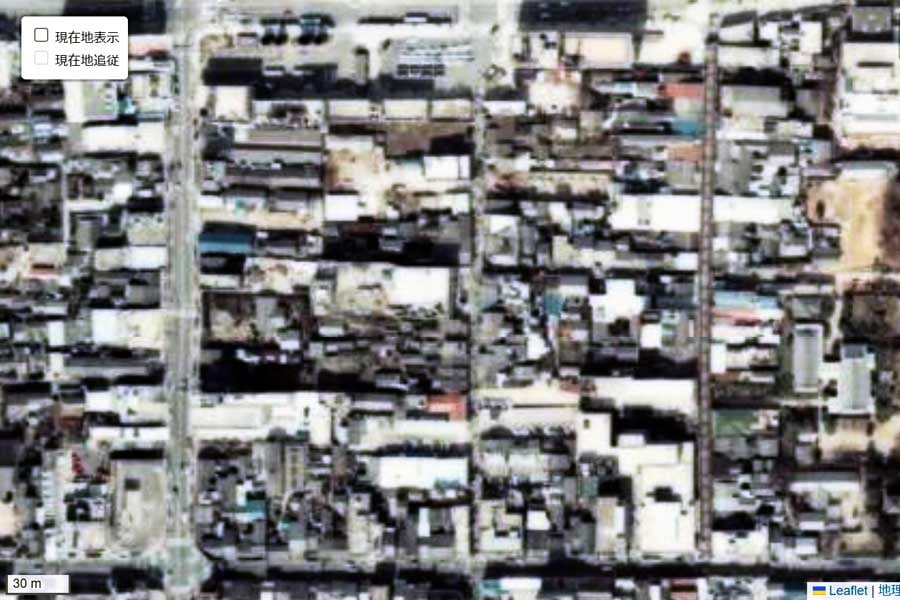 1975年頃に撮影された「近鉄奈良駅」周辺の航空写真（画像：国土地理院）