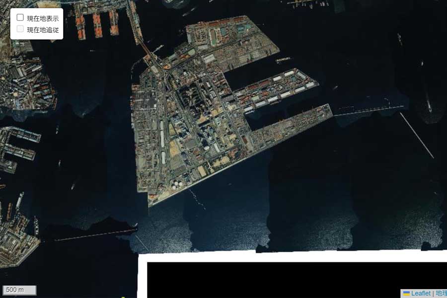 1985年頃に撮影されたポートアイランドの航空写真（画像：国土地理院）