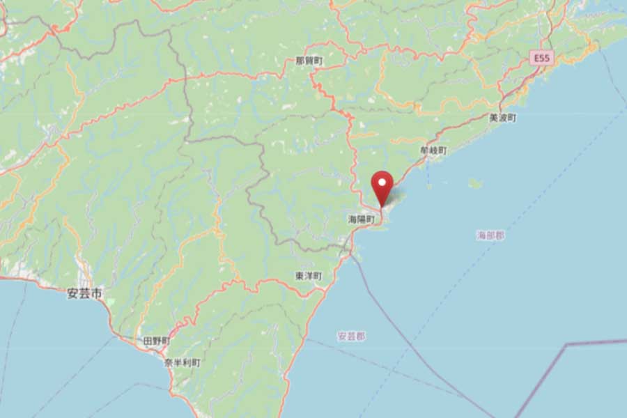 阿波海南駅の位置（画像：OpenStreetMap）