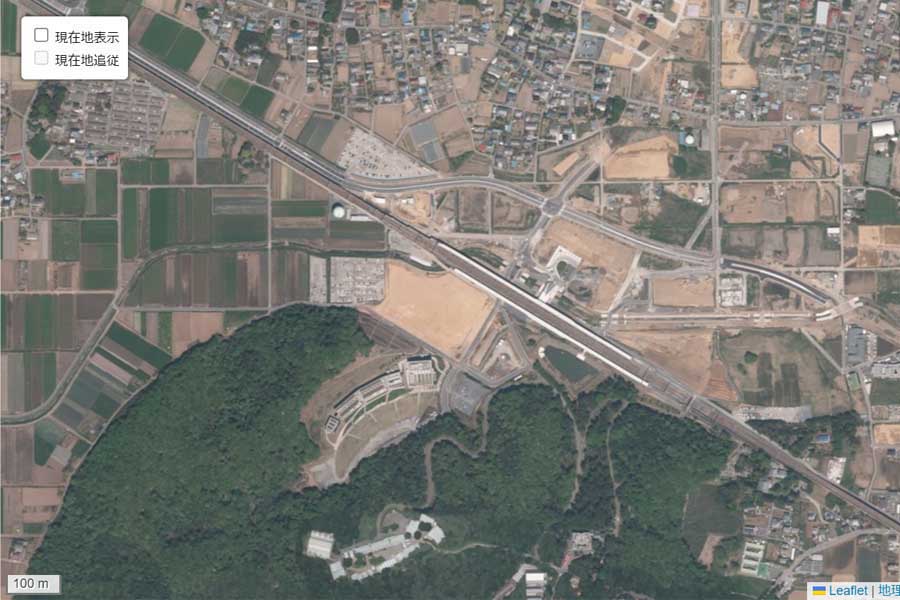 数年前の「本庄早稲田駅」周辺の航空写真（画像：国土地理院）