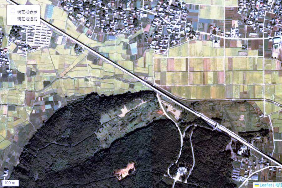 1980年頃に撮影された「本庄早稲田駅」周辺の航空写真（画像：国土地理院）