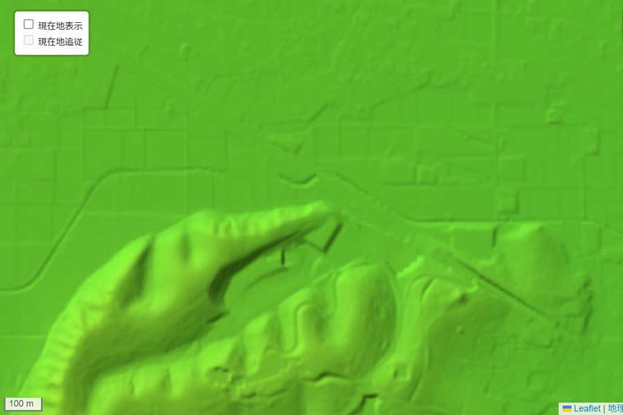 現在の「本庄早稲田駅」周辺の地形（画像：国土地理院）