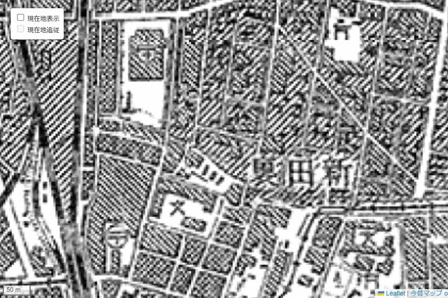 1930年頃の「歌舞伎町」周辺の地図（画像：国土地理院）