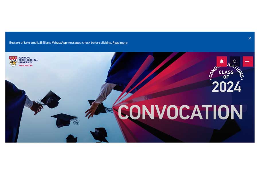 南洋理工大学のウェブサイト（画像：南洋理工大学）